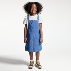 فستان سالوبيت من الدنيم باللون الأسود للفتيات.